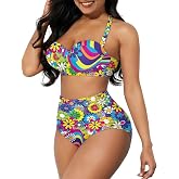Yuolagixn Bathing Suits for Women Two Piece Tummy Control Swimsuits High Waisted Bikini Set Plus Size Tankini Swimsuits