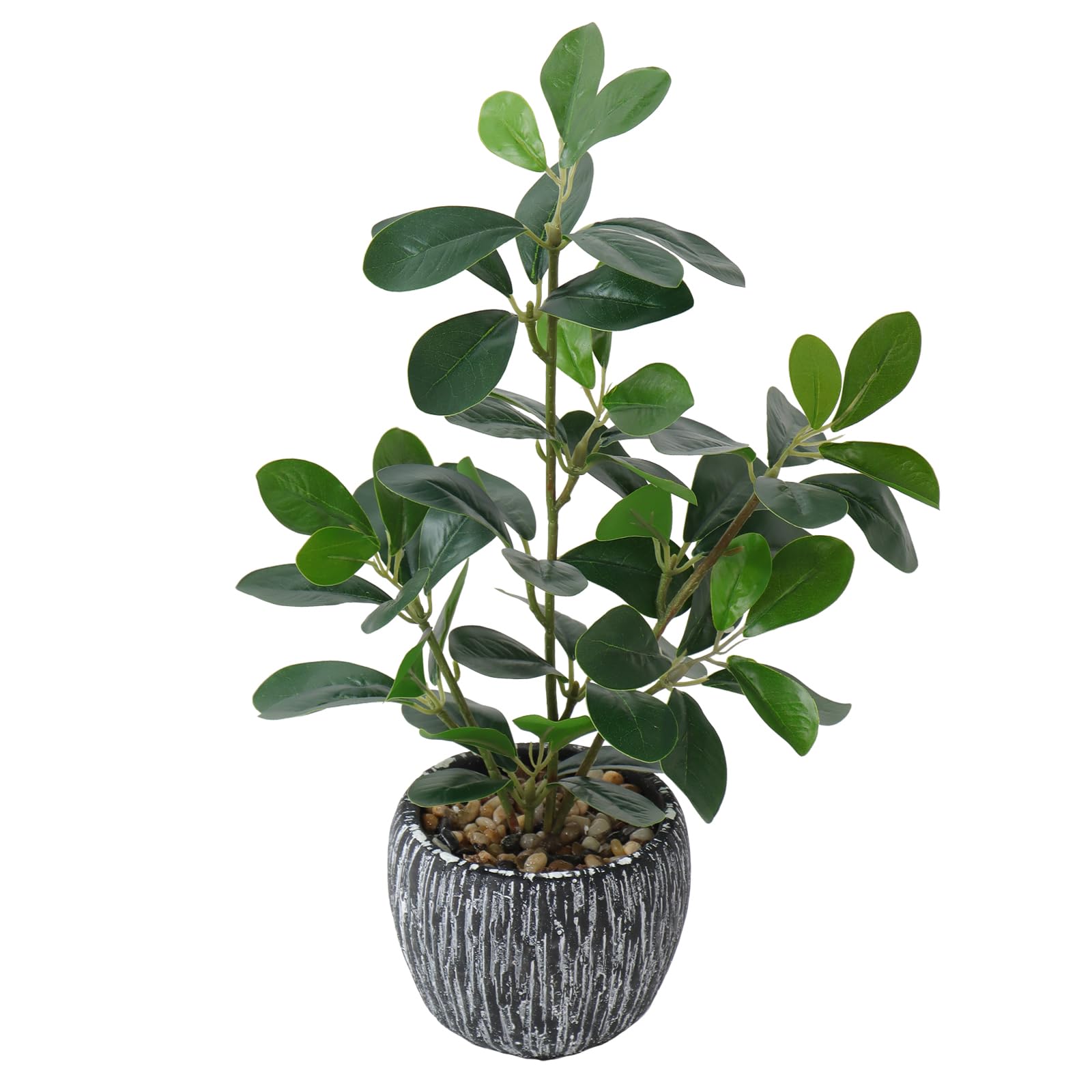 LOMOHOO Artificial Plants in Pots, Greenery Fake Plant Potted with Rustic Black Clay Planter, Faux Plants for Indoors Bathroom Bedroom Kitchen Office Table Desk Decor