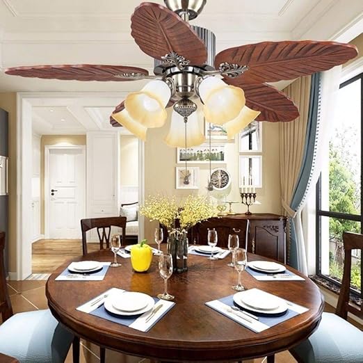 MLDSJQJ Deckenventilator mit großen Blättern, fünf Licht-Kits