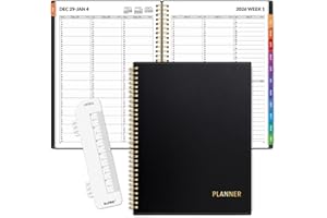 SUNEE 2026 Appointment Book, Quarter-Hourly, Weekly & Monthly - from January 2026 - December 2026, 8.5"x11" Weekly Planner, Flexible Cover, Note Pages, Pockets, Bookmark, Spiral Binding, Black