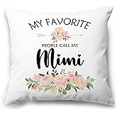 MNASAIOO Mimi Grandma Gifts Decorative Throw Pillow Covers, My Favorite People Call Me Mimi Gifts for Grandma Birthday Mother's Day, Rustic Floral Pillow Cases Decor for Couch Bedroom 18x18 in