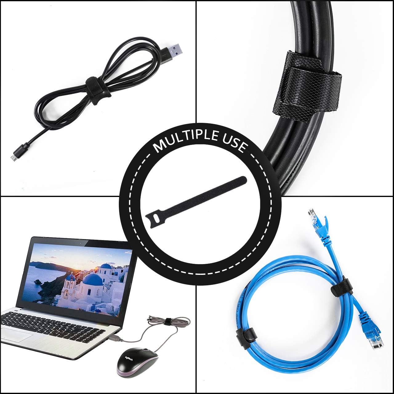 Kootek 118-Inch Cable Management Sleeves with Cable Ties, Neoprene Cable Organizer Cord Cover Wire Hider for TV Computer Office Theater (White, Large): Home Audio & Theater