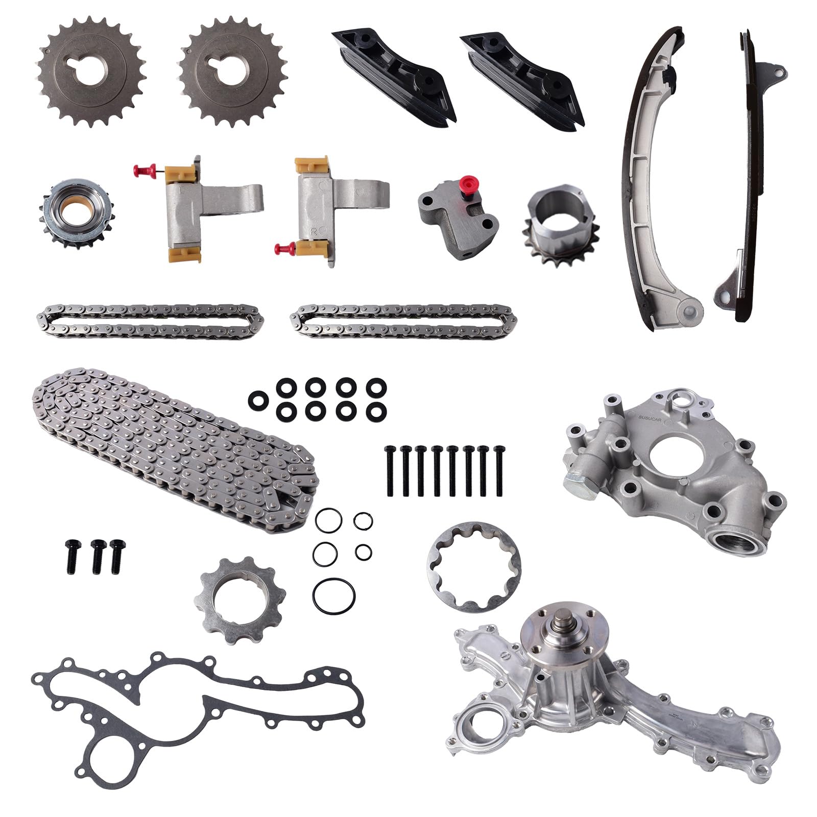 Photo 1 of 1GR-FE Engine Timing Chain Kit with Water Pump & Oil Pump - Fits 2003-2012 Toyota 4Runner FJ Cruiser Tacoma Tundra 4.0L V6 - Replacement for OE# 13505-0F010 13501-0F040 15100-0F070