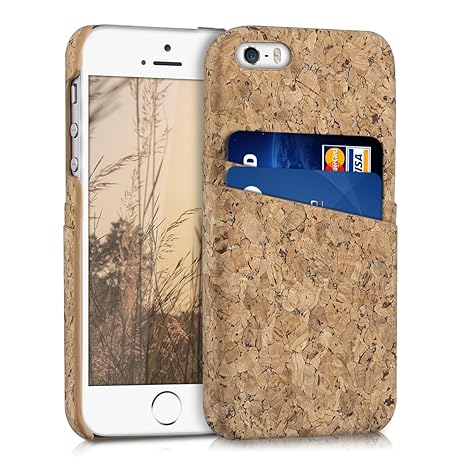 kwmobile Schutzhülle für Apple iPhone SE / 5 / 5S mit Fächern – Hardcase Hülle in Hellbraun