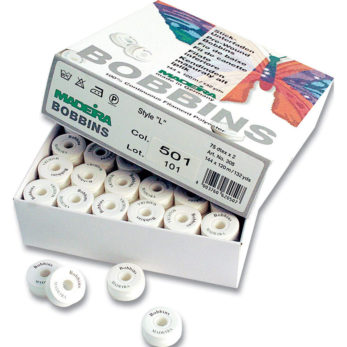 Madeira Bobbins No. 150 Box 144 x 120 m Black