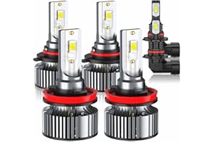 XWQHJW LED Headlight Bulbs Compatible For 2009-2018 DODGE RAM 1500 2500 3500 4-Headlamps, 9005 H11 High Low Beam + 9145/9140 Fog Lights Replacement Halogen,6000K White, Plug and Play, Pack of 6