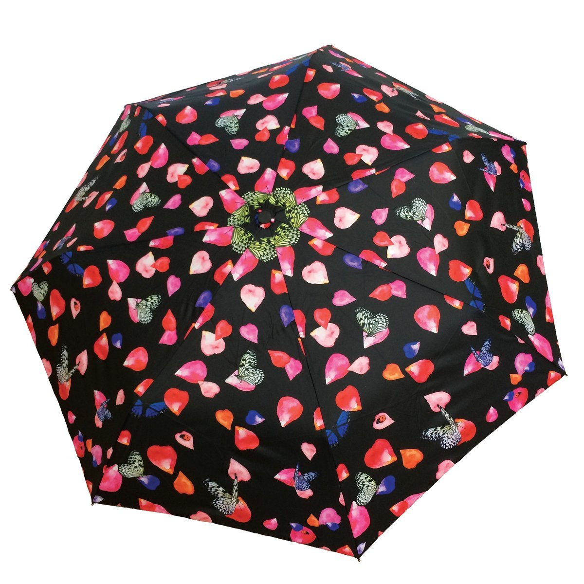 SMATI Compact Folding Umbrella - automatic opening and closing; 7 fiberglass ribs; Windproof; Robust; Diameter=90cm; great classic; Protective cover; Woman’s umbrella; PETALS