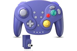 SAFFUN 2.4 GHz Wireless NGC Controller, GameCube Receiver, Compatible with GameCube Console (Rechargeable) (Plug and Play) (Built-in Vibration) Indigo