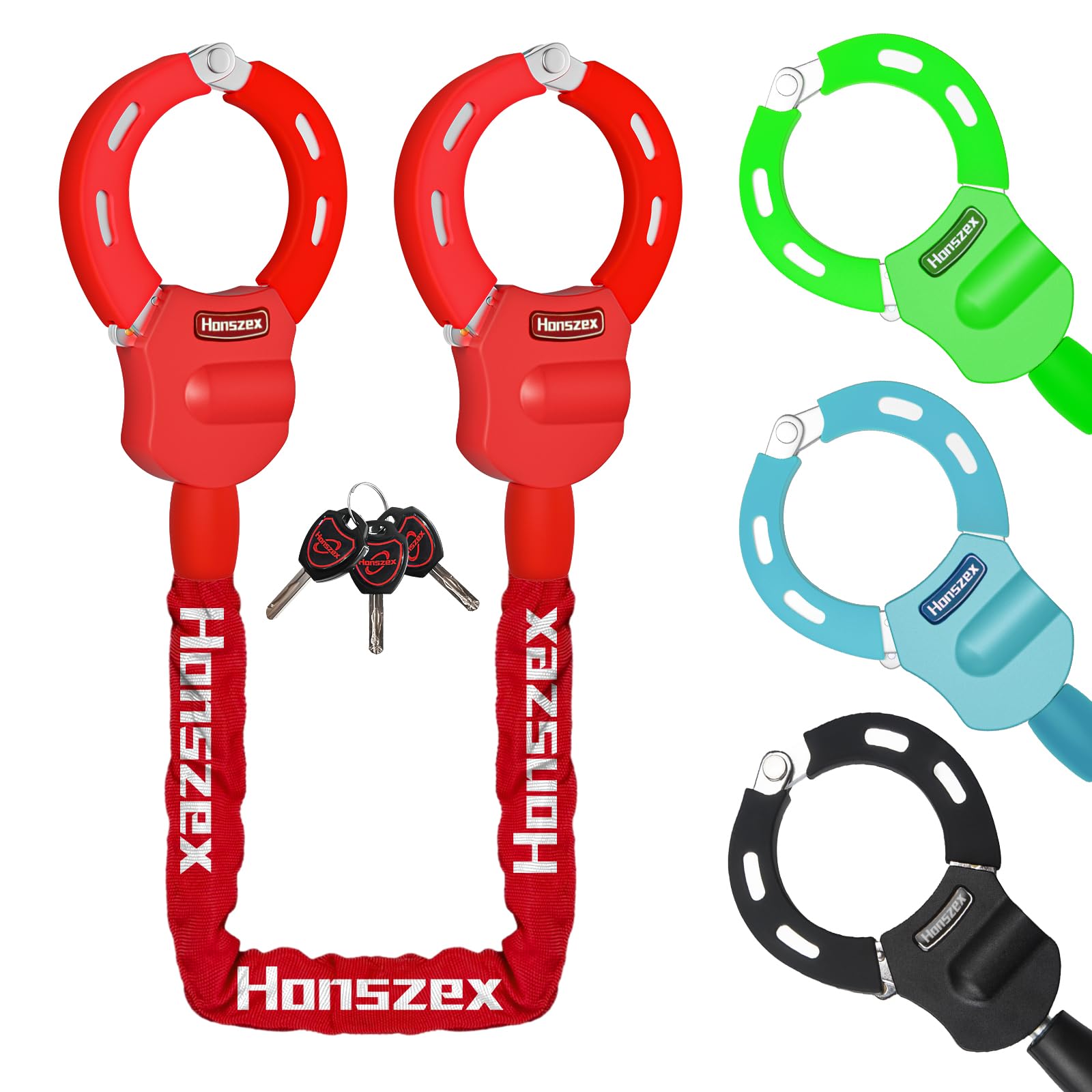 Honszex Scooter Lock, Bike Locks, 36.22inch Handcuff Lock High Security with Keys, Heavy Duty Locks Anti Theft, Accessories for E Scooter, Electric Bike, Bicycle, Motorbikes, Baby Stroller (Red)