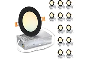 LVWIT 4 Inch 5CCT LED Recessed Lighting with Junction Box Black, 9W 800 Lumens Dimmable, IC Rated Retrofit Pot Lights LED, 12