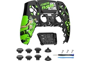 CHARM FOCUS Custom Front Shell for PS5 Controller BDM-010 020 030 040 050 – DIY Faceplate Cover with Touchpad & Analog Joystick Replacement Kit, Neon Runner
