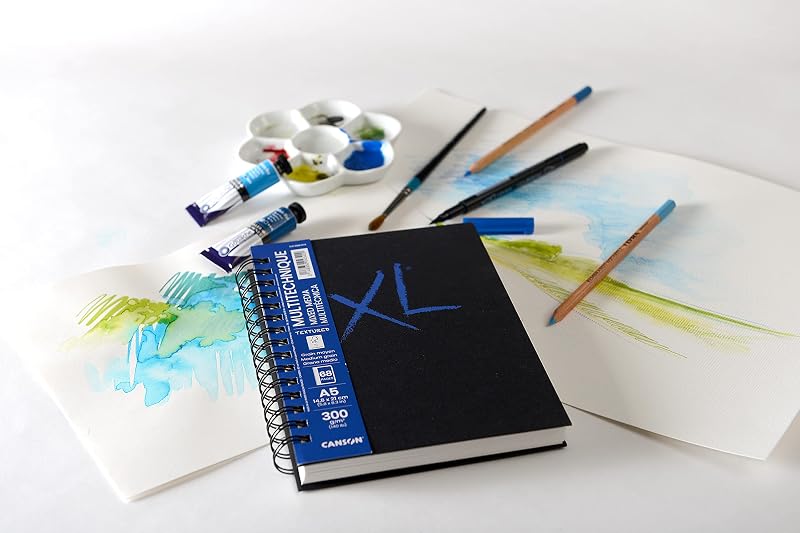 XL Art Book, Papel Multitécnica, Grano Medio, 300gsm, Cuaderno Espiral, A5-14,8x21cm, Blanco, 34 hojas — foto 5 de 7