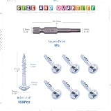 Glarks 160Pcs #8x1-1/4" Pocket Hole Screws Zinc Coated Square Drive view 2