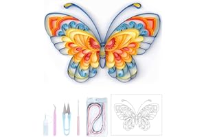 Uniquilling Quilling Paper Quilling Kit for Adults Beginner, 8 * 10-inch Blue Butterfly, Exquisite DIY Paper Filigree Painting Kits Quilling Tools, Home Room Wall Art Decor Best Gifts(Basic)