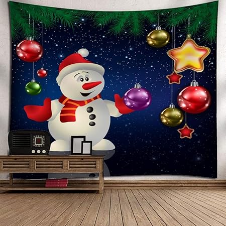 Addobbi Natalizi 3d.Yingbaobao Arazzo 3d A Parete Stile Natalizio Pupazzo Di Neve E Addobbi Natalizi Biancheria Da Letto Arredamento Casa Tappezzerie Telo Mare Tappetino Yoga Tovaglia Coperta 130 150cm Amazon It Casa E Cucina
