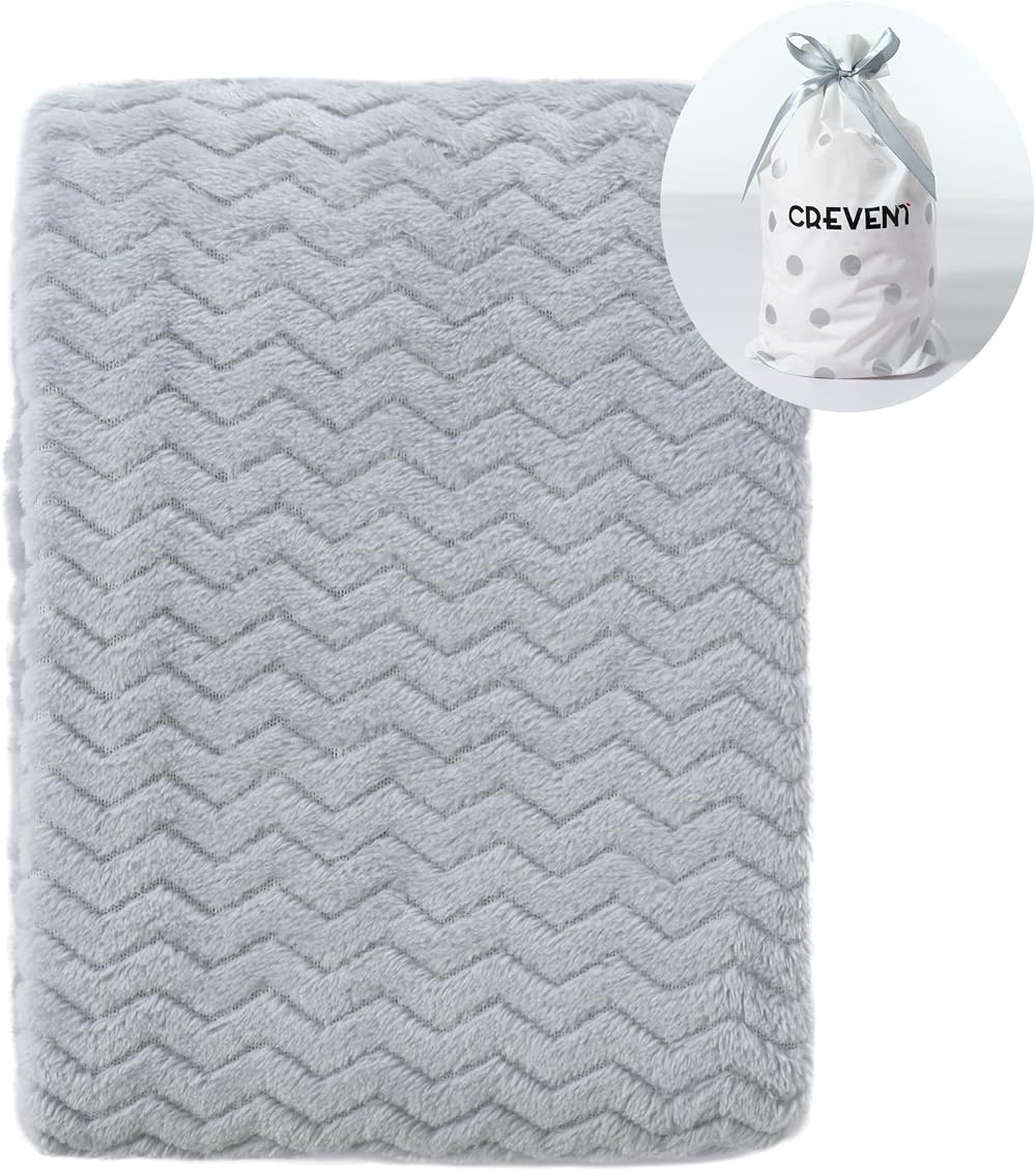 CREVENT Small Fluffy Baby Blanket 75x100cm Grey