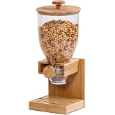 ZevrO Dry Food &amp; Cereal Dispenser, 2.2 Cups, Brown, Single | Bamboo-base dispenser seals 17.5 oz of cereal or granola airtight and pours a quarter cup per twist.