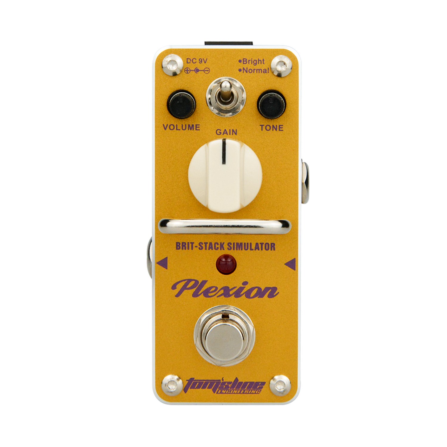 Distortion effect pedal PLEXION Classic British style Recreation of 70-80's Marshall amp tone with 2 modes bright and normal guitar pedal by Aroma Music brand Tom'sline Engineering 商品名称 (orange)