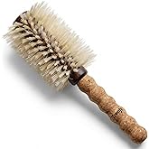 TRENFI Boar Bristle Round Brush for Blow Drying, Lightweight Cork Handle Volumizing Hair Brush for Fine to Medium Hair, Blonde Boar and Nylon Bristles, 2.75 Inch Barrel, Gift for Women