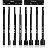 AMM 8PCS SAE Magnetic Nut Driver Set for impact drill, Long Nut Drivers 6 INCH (1/4" - 9/16"), 1/4” Hex Shank Nut Driver Bit， Cr-V Steel