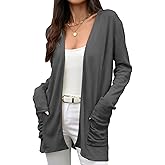 Wowcarbazole Womens Lightweight Cardigan Sweater Long Sleeve Open Front Casual Loose Fall Outfits with Pockets