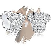 Sterling Silver Trendy Mouse Earrings Dainty Huggie Hoop Cubic Zirconia Earring White Gold Plated Hypoallergenic Jewelry Fashion Birthday Gift for Women