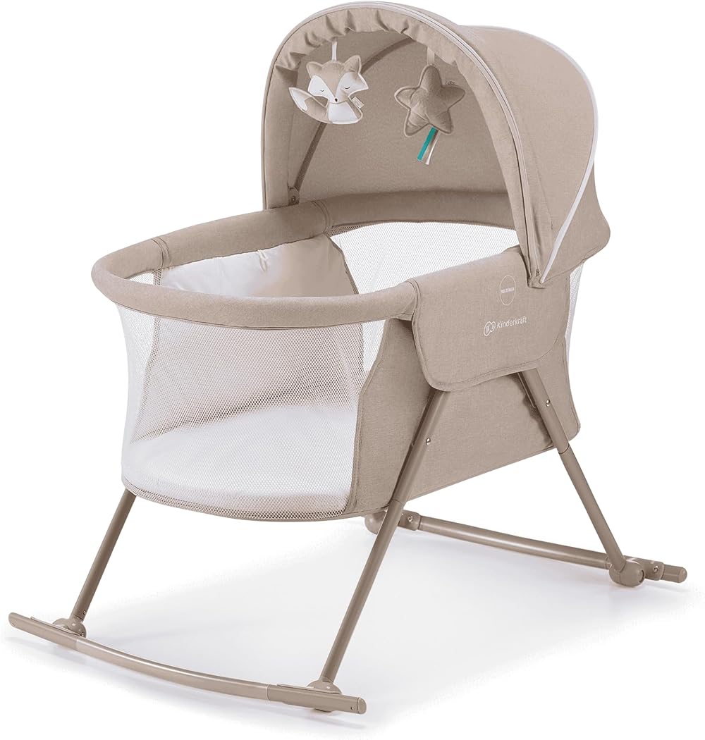 Kinderkraft LOVI 3 in 1 Baby Crib Travel Cot Rocker Beige