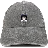 Trendy Apparel Shop Tuxedo Cat Kitten Patch Pigment Dyed Washed Baseball Cap