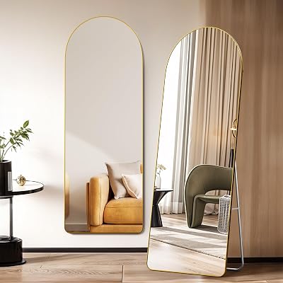Warmiehomy Arched Full Length Mirror 165x60cm Gold Floor Standing