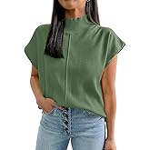 Saodimallsu Womens Summer Cap Sleeve Tops Mock Neck Knit Sweater Vest Sleeveless Work Elegant Shirts