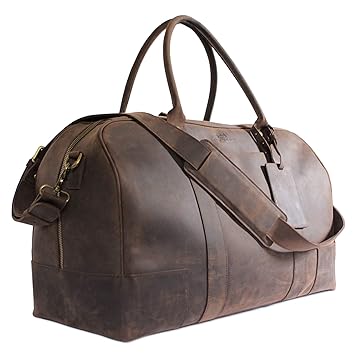 CASE ELEGANCE Bucksaw Travel Reisetasche Leder Vintage-Look Wasserdicht für Herren - Handgepäck Reisetasche Sporttasche für R
