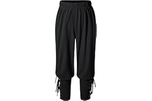 AITIPOO Kids Renaissance Ankle Banded Pirate Pants Medieval Viking Lace Up Tapered Trousers Halloween Costume 3-12 Years