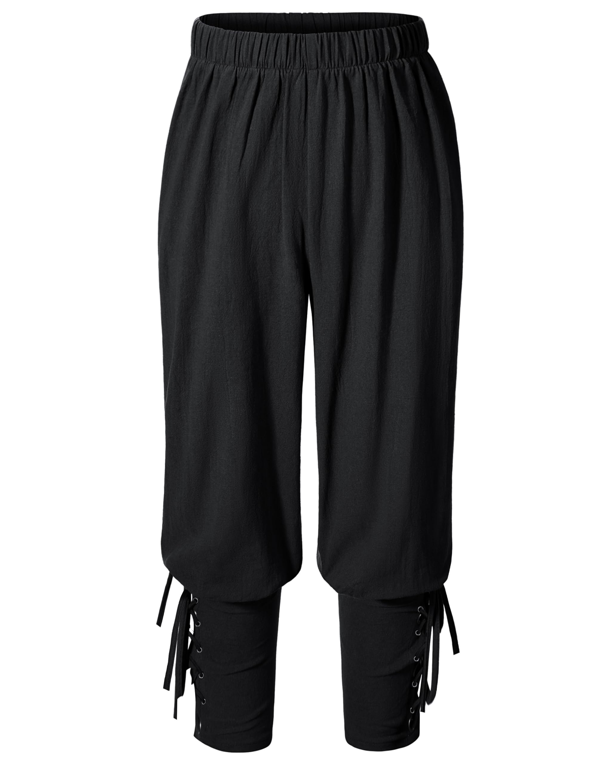 Photo 1 of *** SIMILAR *** Kids Renaissance Ankle Banded Pirate Pants Medieval Viking Lace Up Tapered Trousers Halloween Costume 10-12 Years (XL) Black