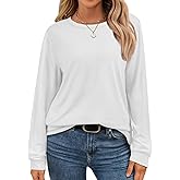 ATHMILE Fall Long Sleeve Shirts for Women Fashion Oversized Tees Casual Business Tops Loose Fit Solid Basic Outfits 2025