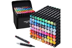 WELLOKB Alcohol Markers, 60 Dual Tip Permanent Art Markers for Coloring, Illustrations, and Sketching, Includes Case for Easy Storage, Alcohol, Based Ink Ideal for Book Painting and Card Making
