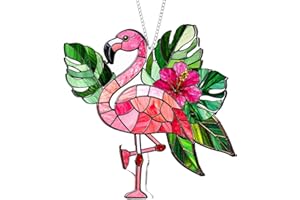Flamingo Acrylic Suncatcher Window Hanging Ornament with Story Card, Flamingo Gifts for Women, Pink Christmas Tree Decoration