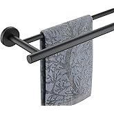JQK Double Towel Bar 27 Inch, Matte Black Useable Length 24 Inch 304 Stainless Steel Thicken 0.8mm Bath Towel Rack for Bathroom, Towel Holder Wall Mount, TB100L24-PB