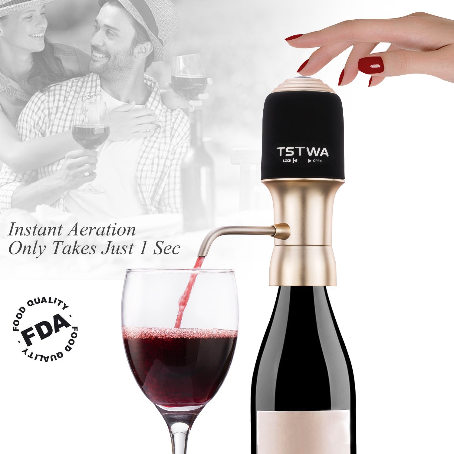 Electric Wine Aerator Decanter Dispenser Instant Luxury One Touch
