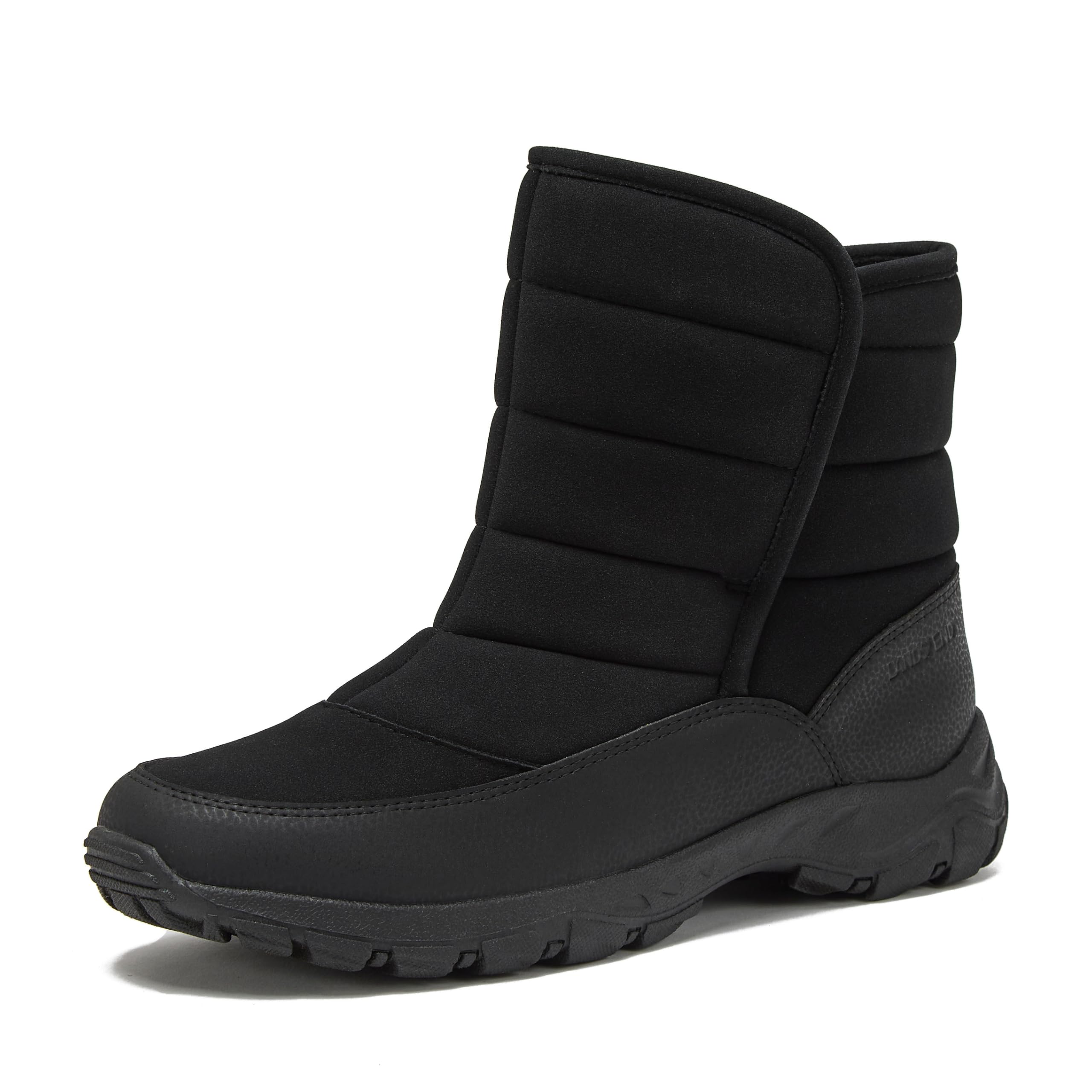 Photo 1 of **DIRTY** Lands' End Expedition Quilted Slip On Mens Snow Boots Insulated Winter Boots for Men Waterproof with Hook & Loop Closure, Medium or Wide Width Winter Shoes Size 8 to 13 - Black, 13 Wide