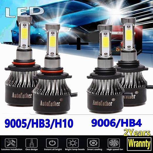 LED Headlight Kit Protekz Hb4 9006 6000K 600W Low Beam for GMC Jimmy 1995-1997