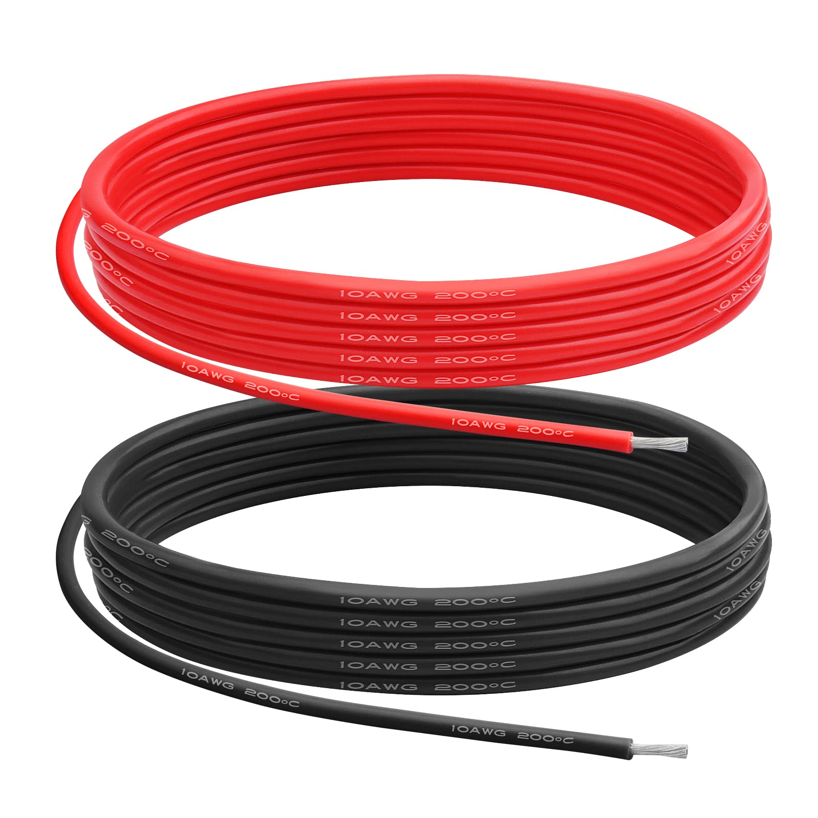 10 Gauge Silicone Wire, 10 AWG Electrical Cable 5M（2.5m Red & 2.5m Black） 5.3mm² 1050 Strands of 0.08 mm Tinned Copper Wire for Arduino Projects/RC Cars/Boat/Drone/Battery — image 1