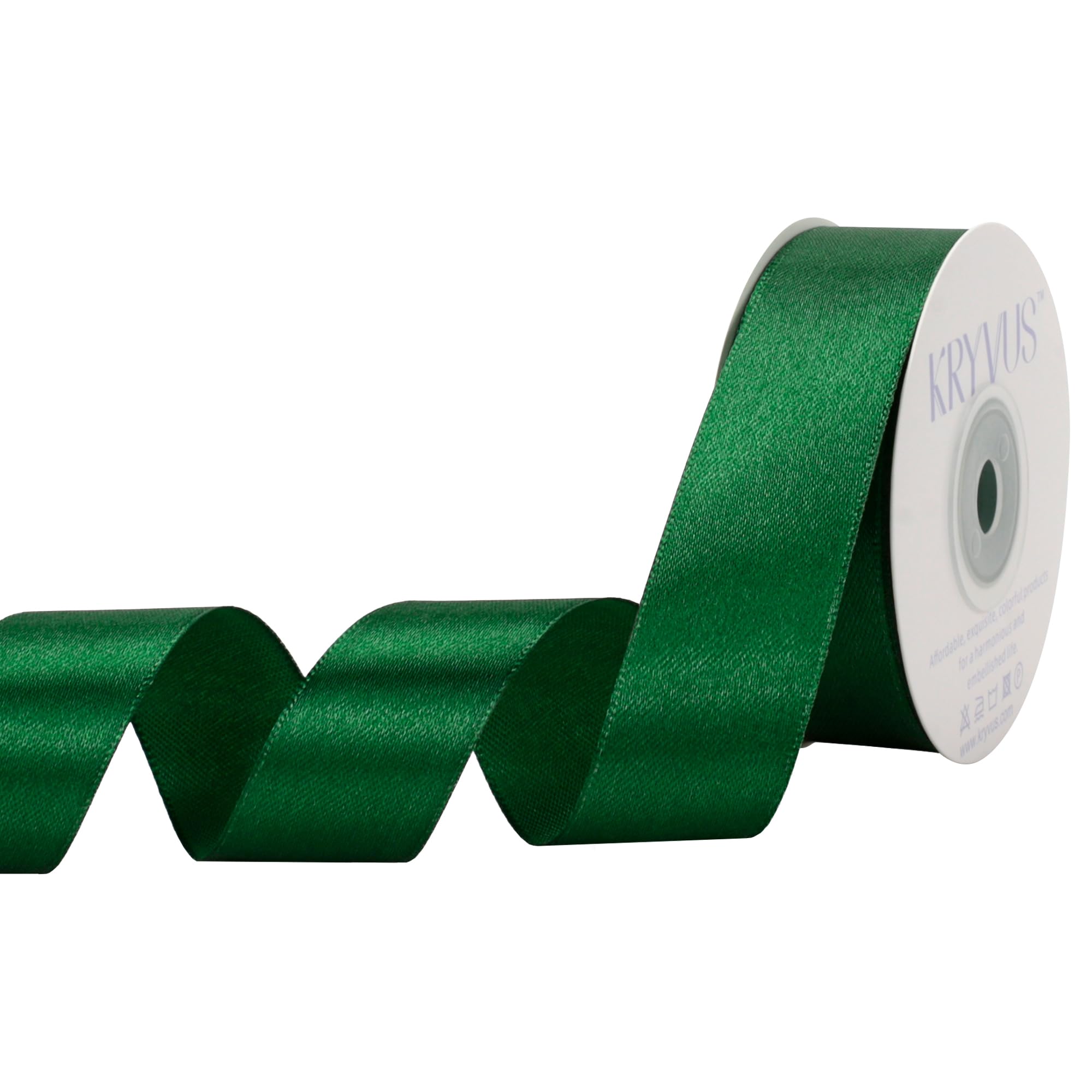 Kryvus Green Satin Ribbon, 25mm x 22M Single Face Green Ribbon, Solid Color Satin Ribbons Perfect for Gift Wrapping, Crafts, Bow Making, Sewing and Wedding Decorations