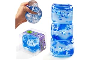 CHEROSIN Squishy Ice Cube Stress Balls - 3Pack Sensory Squishy Ice Toy Squishy Balls for Kids and Adults Anxiety Relief - Funny Fidget Stress Balls Squishy Stress Calming Toys for Autism & ADHD Children