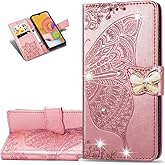 LEMAXELERS Samsung Galaxy Note 10 Plus Case Bling Diamond Butterfly Embossed Wallet Flip PU Leather Magnetic Card Slots with Stand Cover for Samsung Galaxy Note 10 Plus Diamond Butterfly Rose Gold SD
