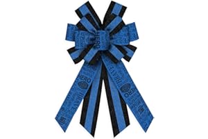 Threetols Police Support Wreath Bows, Blue Black Stripe Bows for Wreath Police Badge Decorative Bows for Front Sevice Hero Ornaments Hanging Wreath Bow for Indoor Outdoor Decor