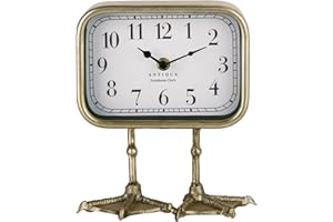 NIKKY HOME Vintage Table Top Clock, Cute Duck Paw Silent Shelf Desk Clock Battery Operated, Home Decor for Living Room, Mantel, Bedroom, Bedside - Gold
