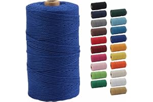 Macrame Cord, POZEAN 2mm x 220 Yards (About 200m) Colored Macrame Rope, 100% Natural Cotton Rope for Wall Hanging,Plant Hangers,DIY Crafts Knitting,Christmas Wedding Decorative Projects(SapphireBlue)