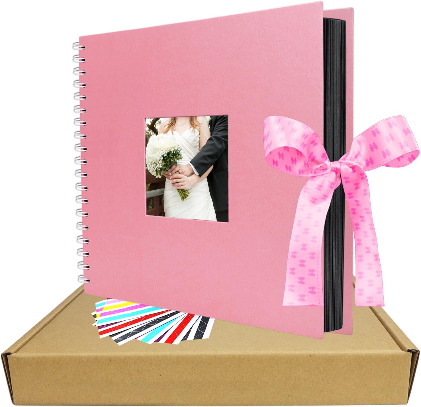 Scrapbook Album, 8x8 Inches Pink LUNIQI Photo Collection