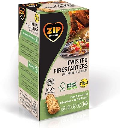 Zip Twisted Firelighters 80 Natural Wood Wool Fast Lighting BBQ Wood Burner