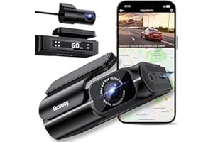 FOCUWAY Dash Cam Front and Rear 4K, Built-in 5GHz WiFi GPS Speed, Voice Control, Free 64GB SD Card, Dual Dash Camera for Cars, Superb Night Vision, Super-Capacitor, 24Hrs Parking Monitor, WDR, Type C